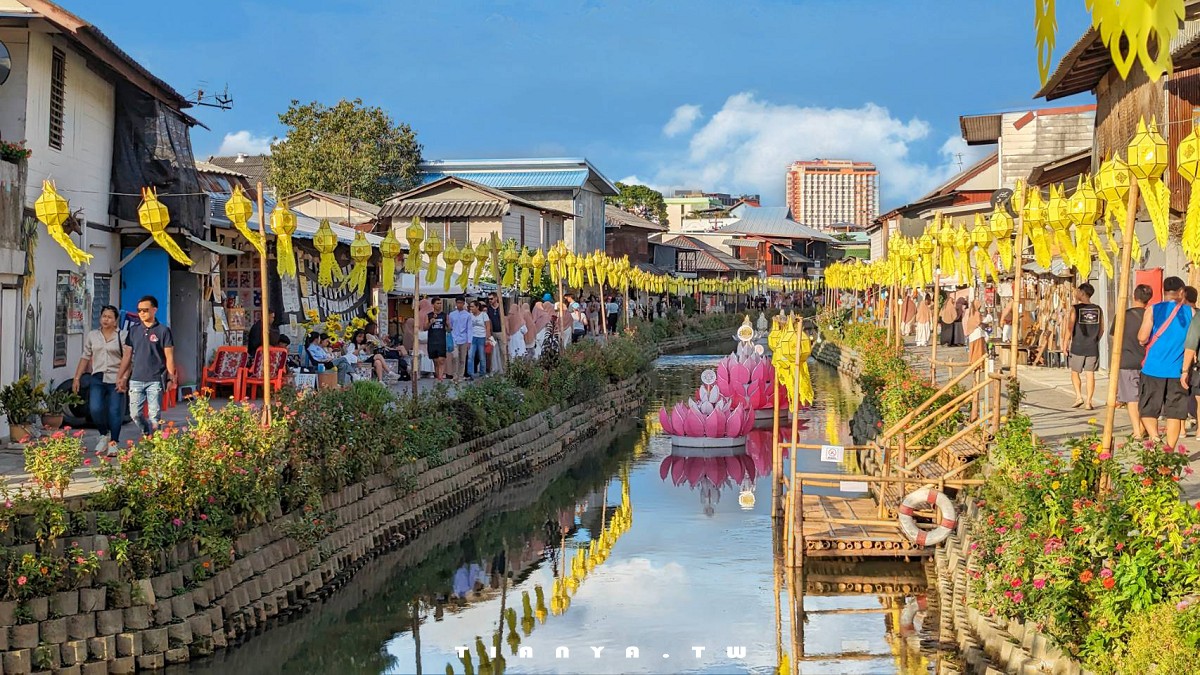 【泰國景點】湄卡運河市集 Khlong Mae Kha｜清邁版小樽運河，日式情調打卡景點，小清新水岸市集越夜越熱鬧