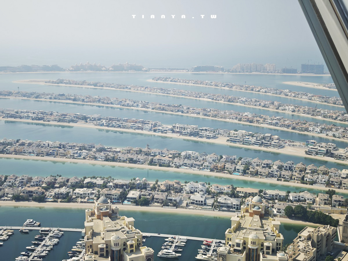 【棕櫚塔觀景台】360度環景高空眺望朱美拉棕櫚島無敵景觀，帆船酒店、波斯灣海景盡收眼底